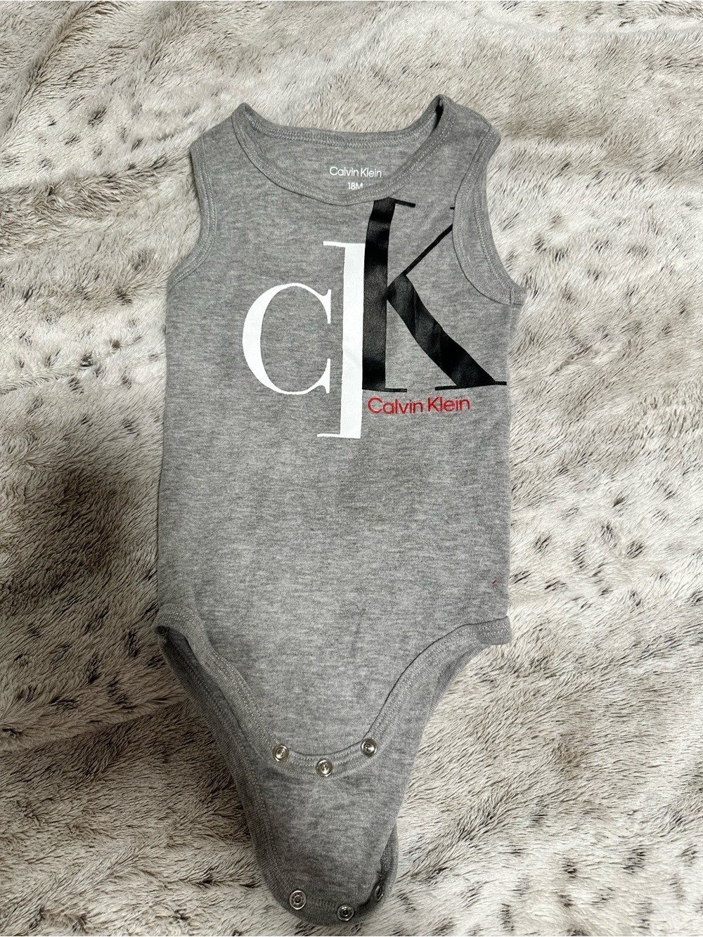 Calvin Klein Gray Logo Tank Bodysuit for Kids